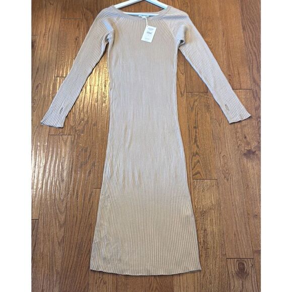 Splendid NWT cashblend tan ribbed long sleeve sweater dress large - Picture 12 of 13